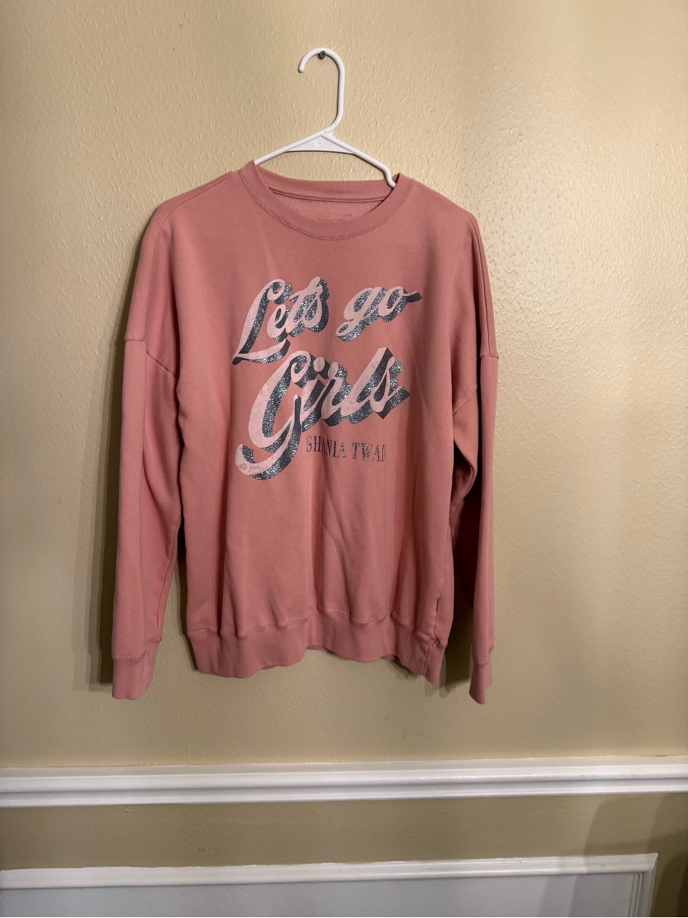 abercrombie kids Dusty Rose Crewneck with Metallic Script